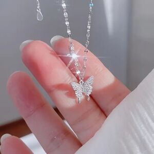 Lovely Silver Plated Butterfly Pendant Necklace
